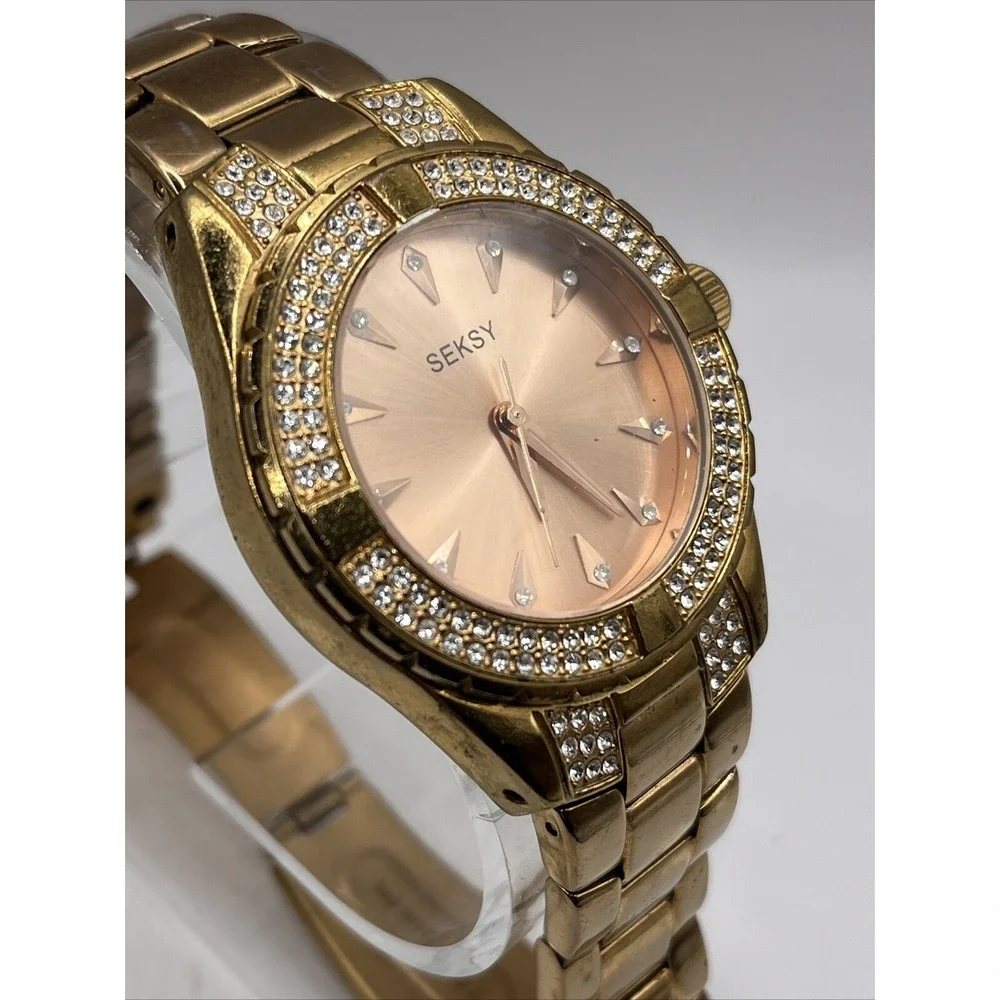 Sekonda Seksy‎ Women's Quartz Watch Rose Gold Rhinestone Bezel- New Battery